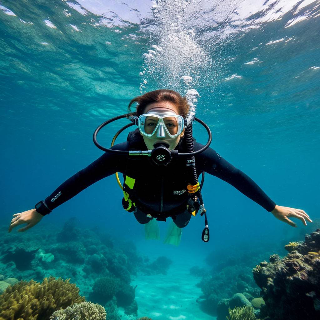 Colorful coral reef diving